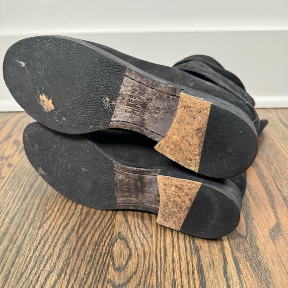 Eileen Fisher black suede mid calf pull on boots size 6.5 - Picture 6 of 8